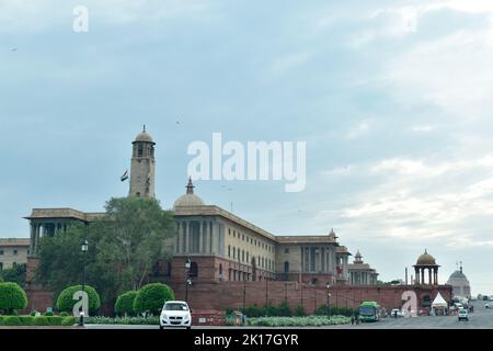 New Delhi, Inde - 14 septembre 2022 : belle vue de Rashtrapati Bhavan Banque D'Images