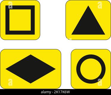 Symboles indiquant l'itinéraire de déviation d'urgence pour l'autoroute et les autres routes principales, le panneau de signalisation du code de la route, les panneaux indiquant les commandes, les panneaux avec du rouge Illustration de Vecteur