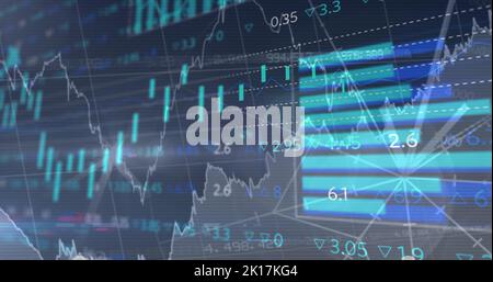 Image du traitement des données sur fond bleu Banque D'Images