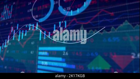 Image du traitement des données sur fond bleu Banque D'Images