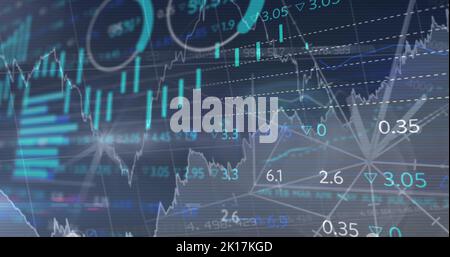 Image du traitement des données sur fond bleu Banque D'Images