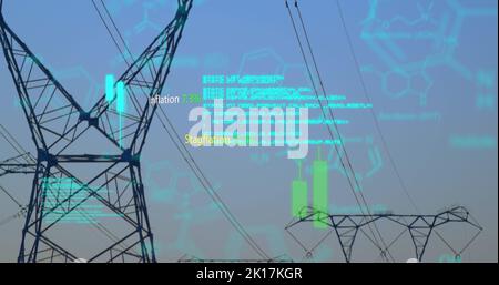 Image du traitement des données sur des pylons Banque D'Images