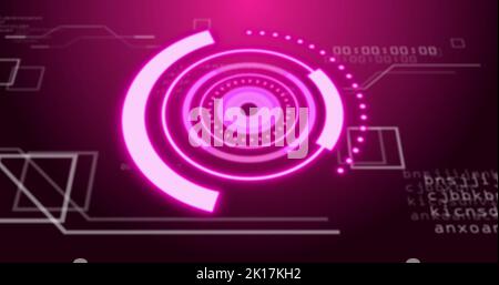 Illustration de la numérisation de l'oscilloscope avec des icônes de réseaux sociaux sur le traitement des données Banque D'Images