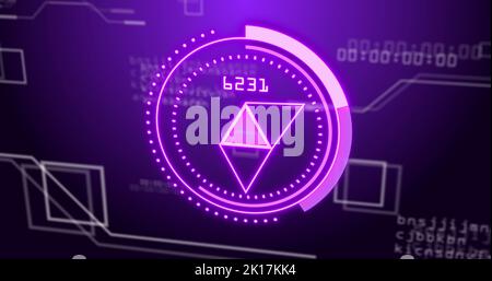 Illustration de l'acquisition de l'oscilloscope avec icônes sur le traitement des données Banque D'Images