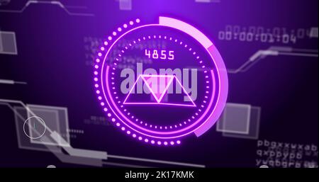 Illustration de l'acquisition de l'oscilloscope avec icônes sur le traitement des données Banque D'Images