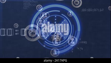 Illustration de l'acquisition de l'oscilloscope et des icônes sur le traitement des données Banque D'Images