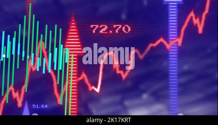 Image du traitement des données sur fond bleu Banque D'Images