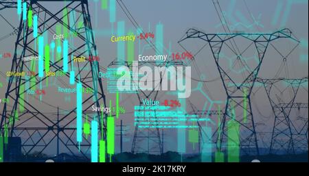 Image du traitement des données sur des pylons Banque D'Images