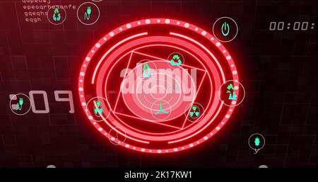 Illustration de l'acquisition de l'oscilloscope et des icônes sur le traitement des données Banque D'Images