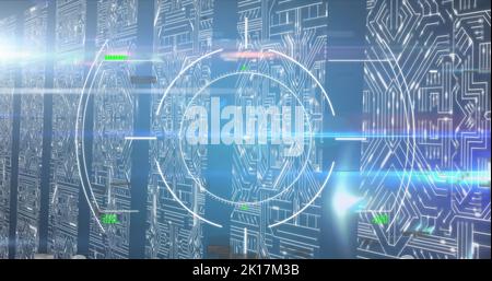 Image du réseau de connexions sur l'analyse de l'oscilloscope Banque D'Images