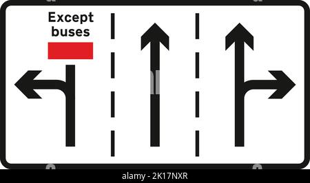 Les voies de circulation appropriées à l'intersection devant, le panneau de signalisation du code de la route, les panneaux donnant des ordres, les panneaux avec des cercles rouges sont pour la plupart prohibitifs. Plaques Illustration de Vecteur