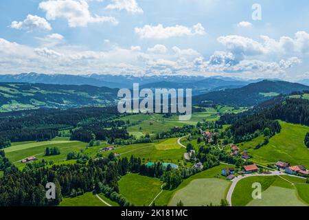 Scheidegg dans l'ouest de l'Allgaeu par le dessus Banque D'Images