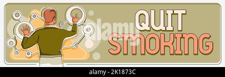 Affichage conceptuel cesser de fumer. Vitrine d'affaires qui interrompt ou arrête l'usage de la dépendance au tabac Banque D'Images