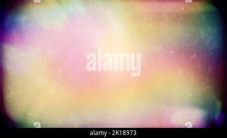 Vintage distressed old photo light leaks and film grain dust and scratches texture overlay with vignette border. Dirty grunge analog 8k 16:9 retro eff Stock Photo