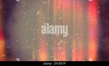 Vintage distressed old photo light leaks and film grain dust and scratches texture overlay with vignette border. Dirty grunge analog 8k 16:9 retro eff Stock Photo