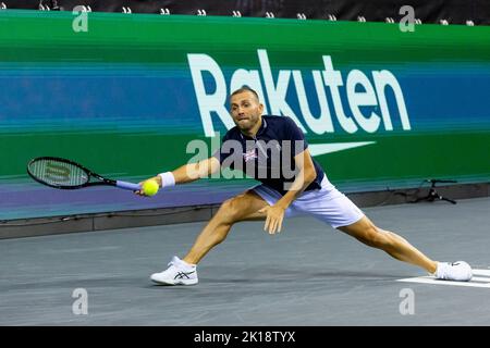 Emirates Arena, Glasgow, Royaume-Uni. 16th septembre 2022. Davis Cup tennis, Grande-Bretagne contre pays-Bas: Daniel Evans contre Tallon Griekspoor. DaN Evans pendant la première série de crédit: Action plus Sports/Alay Live News Banque D'Images