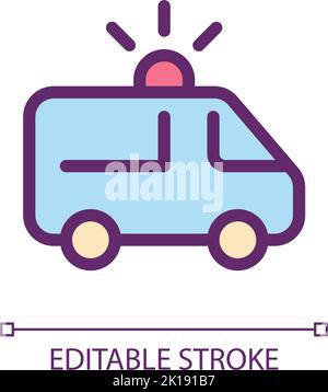 Icône de l'interface utilisateur couleur RVB Perfect pixel ambulance Illustration de Vecteur