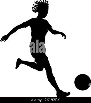 Black Woman Soccer football Player Silhouette Illustration de Vecteur