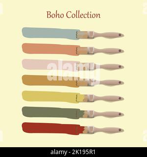 Acrylic art brush painted textured stripes set isolated vector background. Watercolor stroke set. Stock Photo