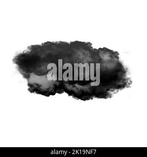 Nuage noir isolé sur fond blanc 3D illustration, forme de nuage de fumée naturelle Banque D'Images
