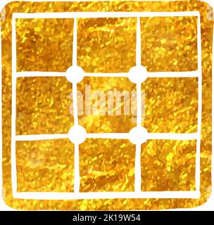 Icône de panneau de cellules solaires dessinées à la main dans une illustration de vecteur de texture de feuille d'or Illustration de Vecteur
