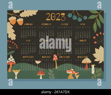 calendrier mensuel de 2023 ans avec arrière-plan abstrait. illustration vectorielle Illustration de Vecteur