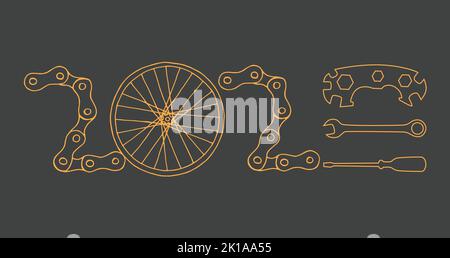Bicycle nouvel an 2023 fond gris Illustration de Vecteur