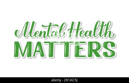 Santé mentale questions calligraphie lettrage à la main. Citation inspirante pour la journée de sensibilisation à la santé mentale en octobre. Modèle vectoriel pour poste typographique Illustration de Vecteur