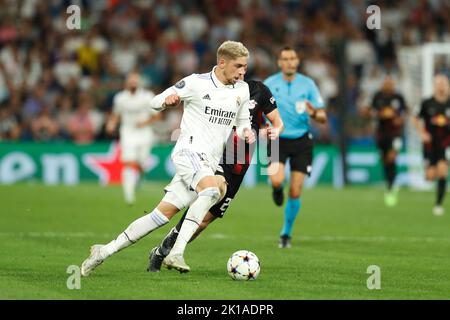 FEDE Valverde (Real), 14 SEPTEMBRE 2022 - football : UEFA Champions League Group stage F match entre Real Madrid CF 2-0 RB Leipzig à l'Estadio Santiago Bernabeu à Madrid, Espagne. (Photo de Mutsu Kawamori/AFLO) Banque D'Images