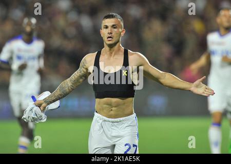 Naples, Italie. 16th septembre 2022. Gabriel Strefezza joueur de Lecce, pendant le match de la série italienne Une ligue entre Salerntana vs Lecce résultat final, Salerntana 1, Lecce 2, match joué au stade Arechi. Naples, Italie, 16 septembre 2022. (Photo par Vincenzo Izzo/Sipa USA) crédit: SIPA USA/Alay Live News Banque D'Images