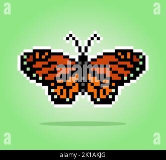 Pixel papillon 8 bits. Animal pour les ressources de jeu dans l'illustration vectorielle. Illustration de Vecteur