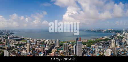 Panorama de Marine Drive, Mumbai - le plus beau paysage tourné Banque D'Images
