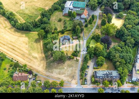 Vue aérienne, défrichement avec le chantier de construction à l'angle de Marker Allee Dunantweg et Haus Kentrop, Mitte, Hamm, région de la Ruhr, Rhénanie-du-Nord-Westphalie, Allemand Banque D'Images