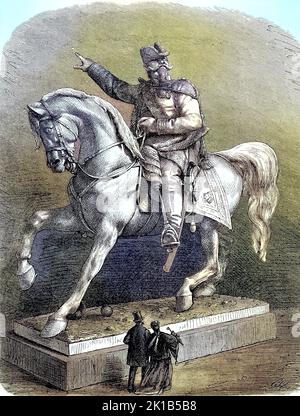 Reiterstatue von Viktor Emanuel II., Vittorio Emanuele Maria Alberto Eugenio Ferdinando Tommaso di Savoia, Vittorio Emanuele II (14. März 1820 bis 9. Januar 1878 in ROM) aus dem Haus Savoyen war von 1849 bis 1861 König von Sardinien-Piemont / statue équestre de Victor Emmanuel II, Vittorio Emanuele Maria Alberto Eugenio Ferdinando Tommaso di Savoia, Vittorio Emanuele II (14 mars 1820 - 9 janvier 1878 à Rome) De la Maison de Savoie fut roi de Sardaigne-Piémont de 1849 à 1861, Historisch, restauration numérique Reproduktion einer Originalvorlage aus dem 19. Jahrhundert, genaues Origi Banque D'Images