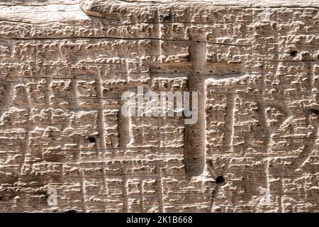 Fragment d'une porte de l'église du Saint sépulcre à Jérusalem, Israël Banque D'Images