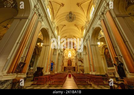 Catane, Italie. 12 septembre 2022. Vue intérieure de l'église Saint François d'Assise à l'Immaculée Banque D'Images