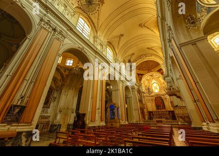 Catane, Italie. 12 septembre 2022. Vue intérieure de l'église Saint François d'Assise à l'Immaculée Banque D'Images