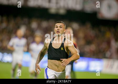 Pendant la série Un match de football entre Salerntana et Lecce au stade Arechi à Salerne, dans le sud de l'Italie, sur 16 septembre 2021. Banque D'Images