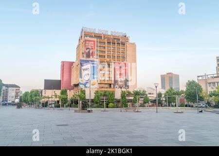 Pristina, Kosovo - June 5, 2022: The Grand Hotel Prishtina on Zahir Pajaziti Square. Stock Photo