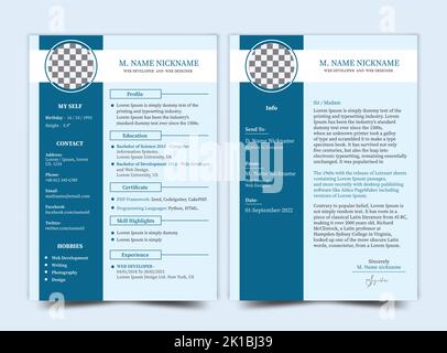 Modèle de CV et de lettre de motivation pour développeur Web, modèle de CV pour concepteur Web Illustration de Vecteur