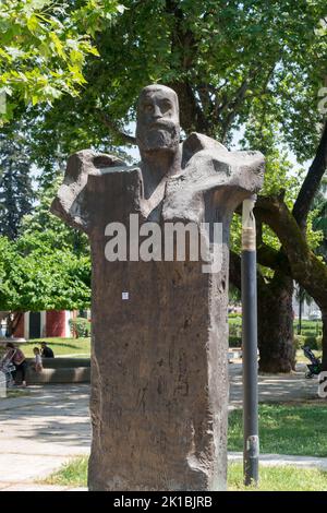 Tirana, Albania - June 4, 2022: Monument to Albanian Prime Minister Theofan Stilian Noli. Stock Photo