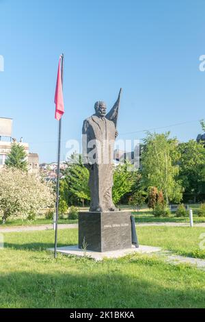 Pristina, Kosovo - June 5, 2022: Monument of Ismail Qemali Vlora. Stock Photo