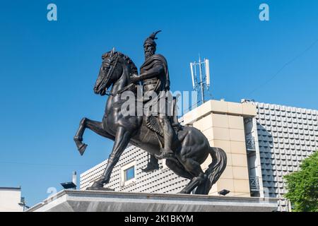 Pristina, Kosovo - 5 juin 2022 : monument équestre de Gjergj Katrioti (Skanderbeg). Skanderbeg était un seigneur féodal albanais et un commandant militaire W Banque D'Images