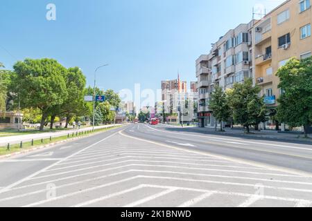 Skopje, North Macedonia - June 5, 2022: 11th October street in city center of Skopje. Stock Photo