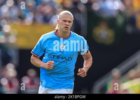 Wolverhampton, Royaume-Uni. 17th septembre 2022. Erling Håland #9 de Manchester City pendant le match de Premier League Wolverhampton Wanderers vs Manchester City à Molineux, Wolverhampton, Royaume-Uni, 17th septembre 2022 (photo de Conor Molloy/News Images) crédit: News Images LTD/Alay Live News Banque D'Images