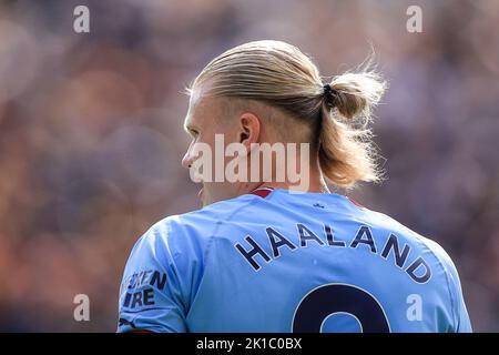 Wolverhampton, Royaume-Uni. 17th septembre 2022. Erling Håland #9 de Manchester City pendant le match de Premier League Wolverhampton Wanderers vs Manchester City à Molineux, Wolverhampton, Royaume-Uni, 17th septembre 2022 (photo de Conor Molloy/News Images) à Wolverhampton, Royaume-Uni, le 9/17/2022. (Photo de Conor Molloy/News Images/Sipa USA) crédit: SIPA USA/Alay Live News Banque D'Images