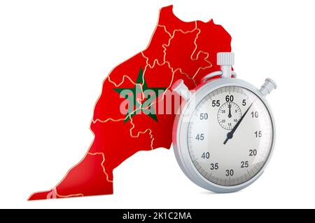 Carte marocaine avec chronomètre, 3D rendu isolé sur fond blanc Banque D'Images