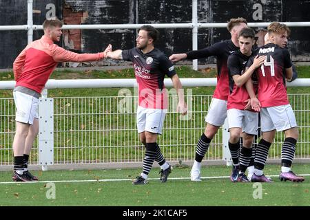 Galashiels, Royaume-Uni, samedi 17 septembre 2022 football - Scottish Cup Round 1 - GALA FAIRYDEAN ROVERS FC vs SAUCHIE JUNIORS football CLUB action de la première moitié. Gala Fairydean Rovers le buteur Zander Murray est devenu le premier footballeur écossais à sortir gay. Il est le premier joueur ouvertement gay dans les rangs professionnels des hommes en Écosse depuis Justin Fashanu avec Airdrie et coeurs au milieu de 1990s. Le joueur de la Lowland League, âgé de 30 ans, suit l'exemple des arbitres Craig Napier et Lloyd Wilson en juin. Crédit : Rob Gray/Alay Live News Banque D'Images