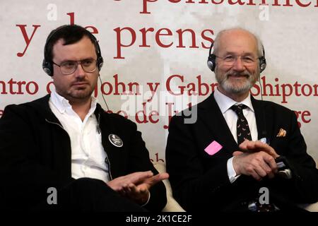 12 septembre 2022, Mexico, Mexique: Jean et Gabriel Shipton, père et frère de Julian Assange, participent aux « Dialogues pour la liberté de pensée, d'expression et de la presse » au Sénat du Mexique à Mexico. On 12 septembre 2022 à Mexico, Mexique. (Photo de Luis Barron/Eyepix Group). Banque D'Images