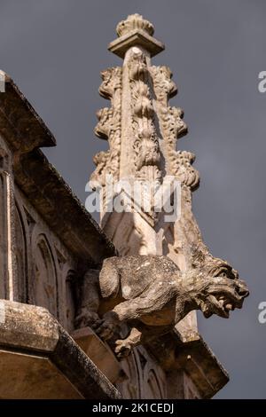 gargoyle dans le panthéon de la famille Garau. Cimetière de Santa Margalida, Majorque, Iles Baléares, Espagne. Banque D'Images